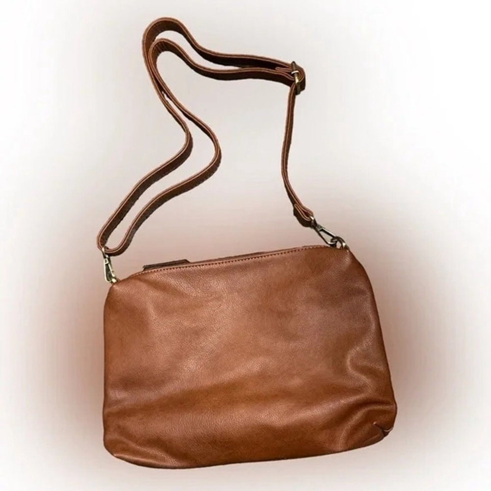 Susan Joy Brown Vegan Leather Shoulder Bag Medium